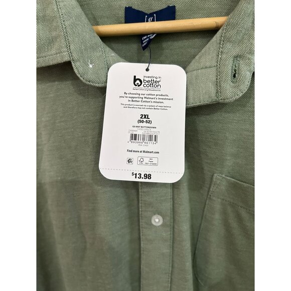 NEW Mens Olive Green Button-Up Short Sleeve Shirt 2XL - Picture 3 of 3